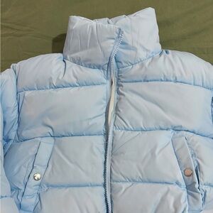 Cropped Powder Blue Puffer Jacket Brand New with Tags